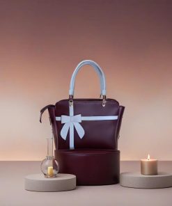 Maroon Leather Elegance with White Blossoms