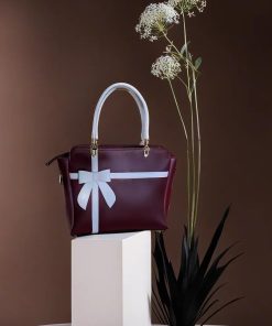 Maroon Leather Elegance with White Blossoms