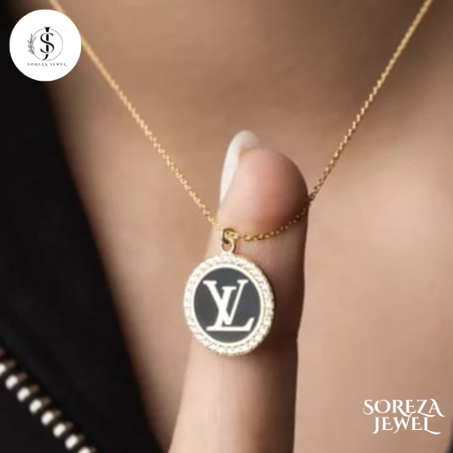 Black Gold Pendant Necklace & Earrings Set – Elegant Jewelry